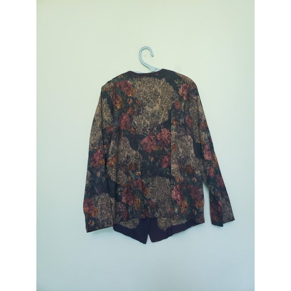 VTG Betsys Things Women Plus 24 Blouse Button Front Dark Floral Retro Grannycore - Picture 2 of 6